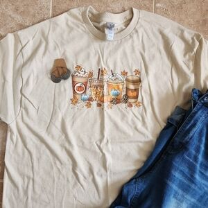 NEW!! Autumn 🍂 / Fall Pumpkin Drink Graphic T-Shirt Tee